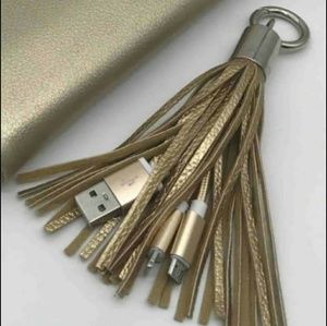 Tassel keychain with IPhone and Android charger